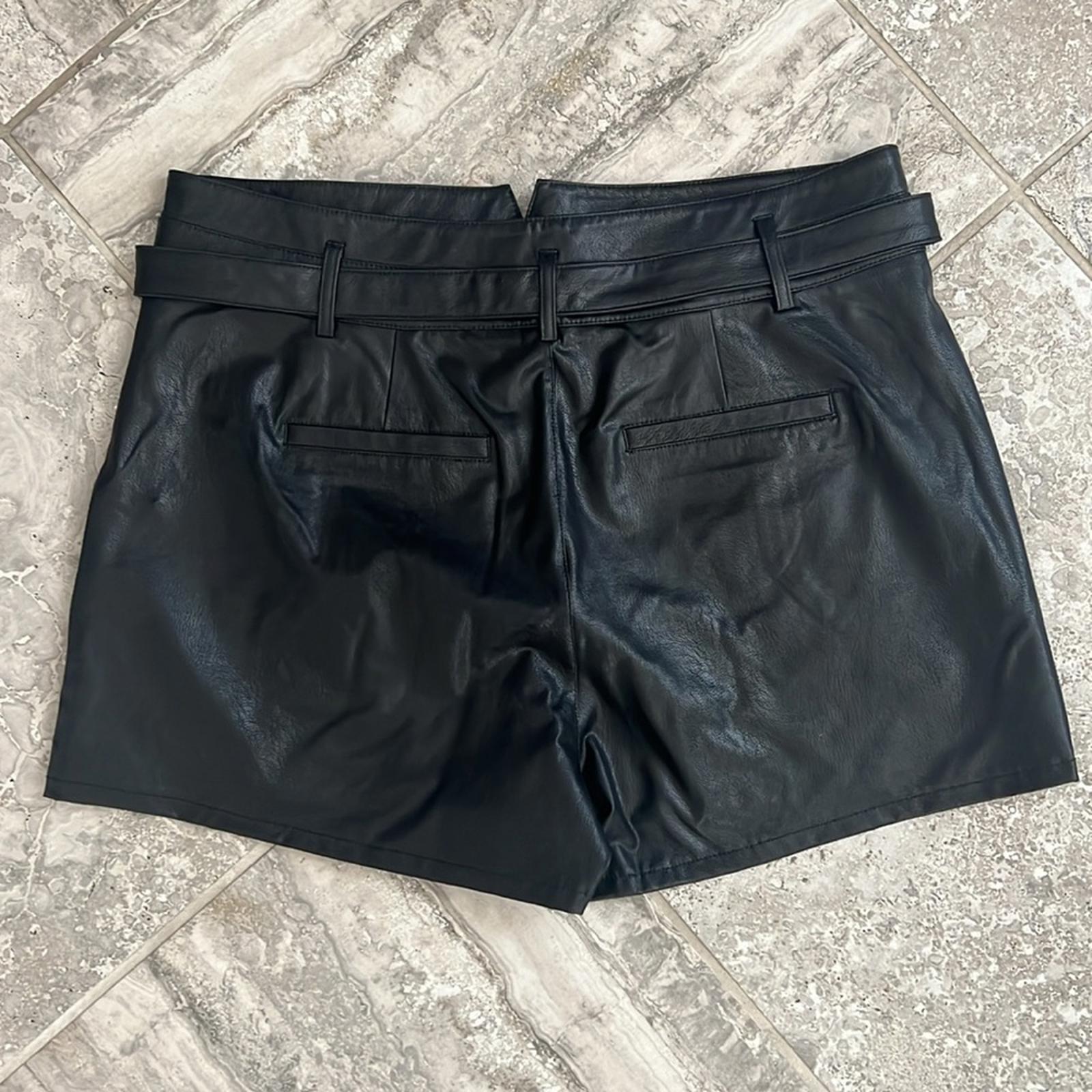 Anthropologie’s Jonas Faux Leather Belted Shorts, Black Size 14 New SOLD OUT