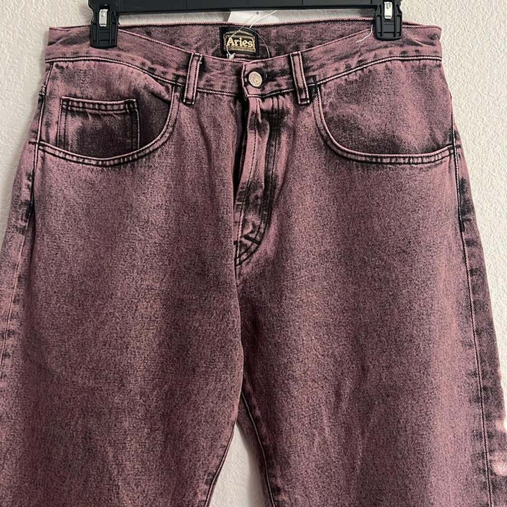 ARIES Acid Wash Batten Jeans in Rose-Pink, NEW, Size 32