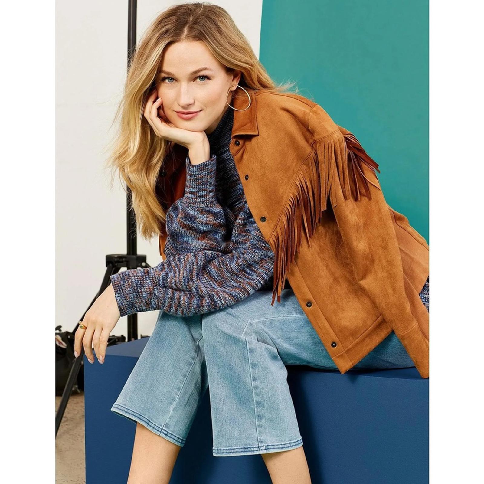 NIC+ZOE Plus Faux Suede Fall Fringe Jacket, Size 2X New w/Tag
