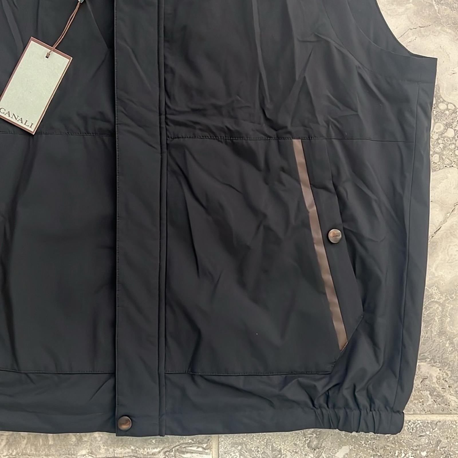 CANALI Rain & Wind Tech Padded Shell Gilet Zip Vest Navy, Size US 32 | EU 48 NEW