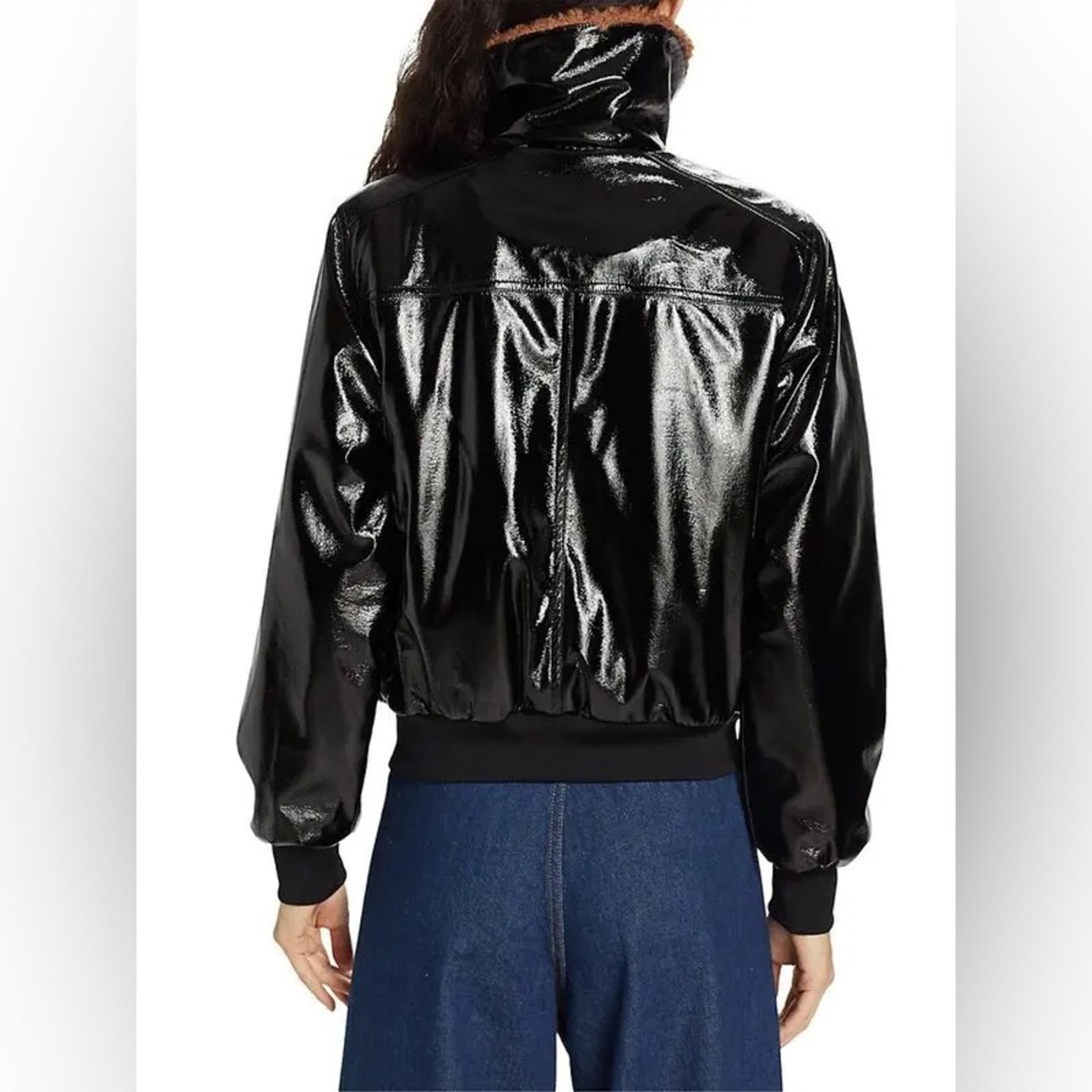 Mother Pilot Faux Patent Leather Jacket in Black, Size XL New w/Tag $395