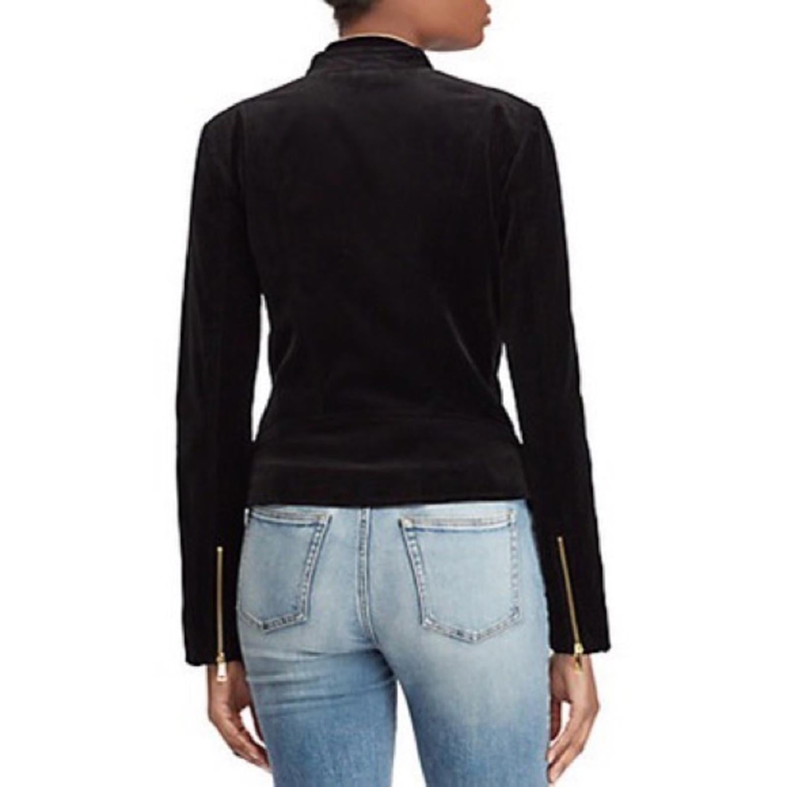 Lauren Ralph Lauren Stretch-Velvet Moto Jacket Cotton, Size 16 NEW Retail $295