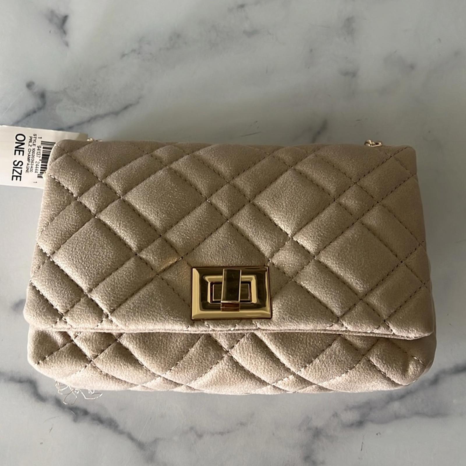I.N.C. Small Ajae Pearlized Quilted Crossbody Champagne Pearlized, NWT