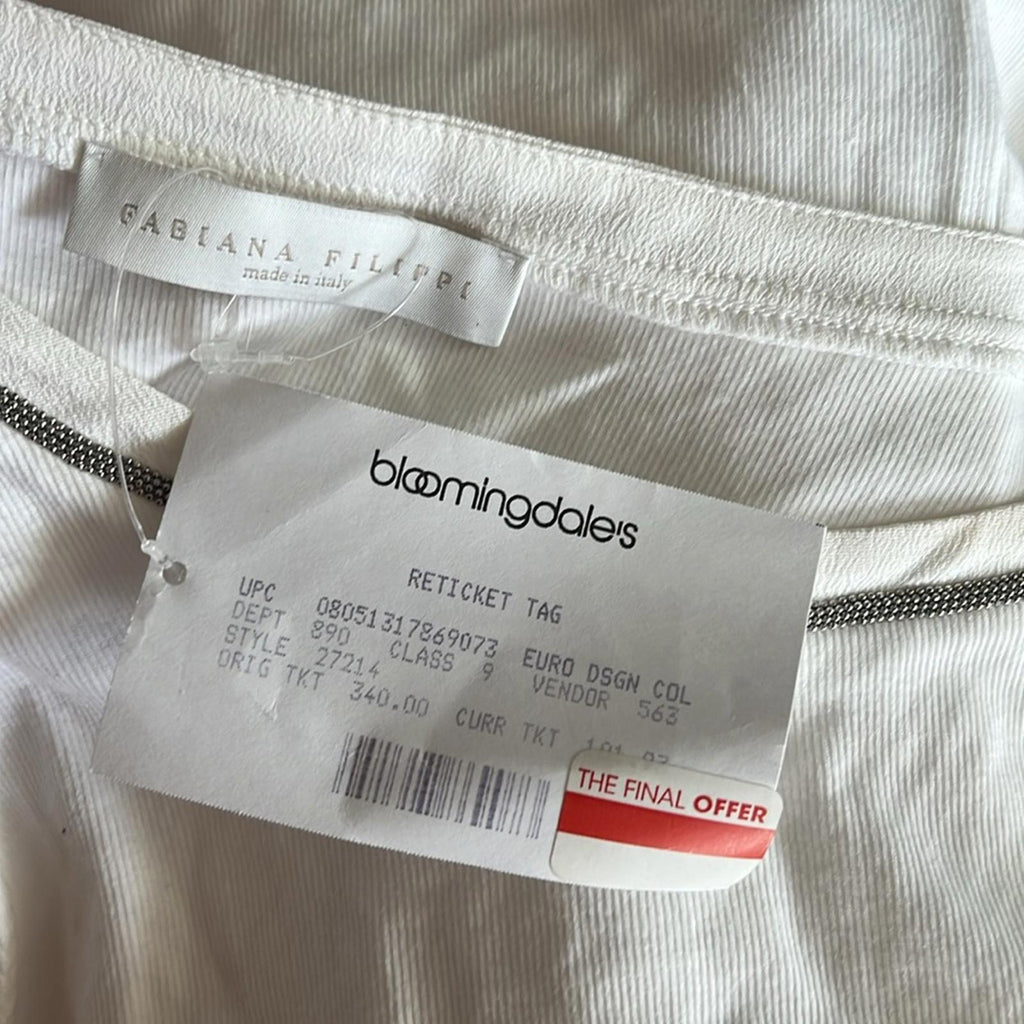 Fabiana Filippi Ball-Chain Trim Tank Top in White, Size XS New w/Tag