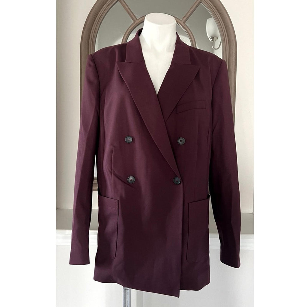 AWAY The Roundtrip Double-Breasted Blazer in Wine, Size 2X New w/Tag