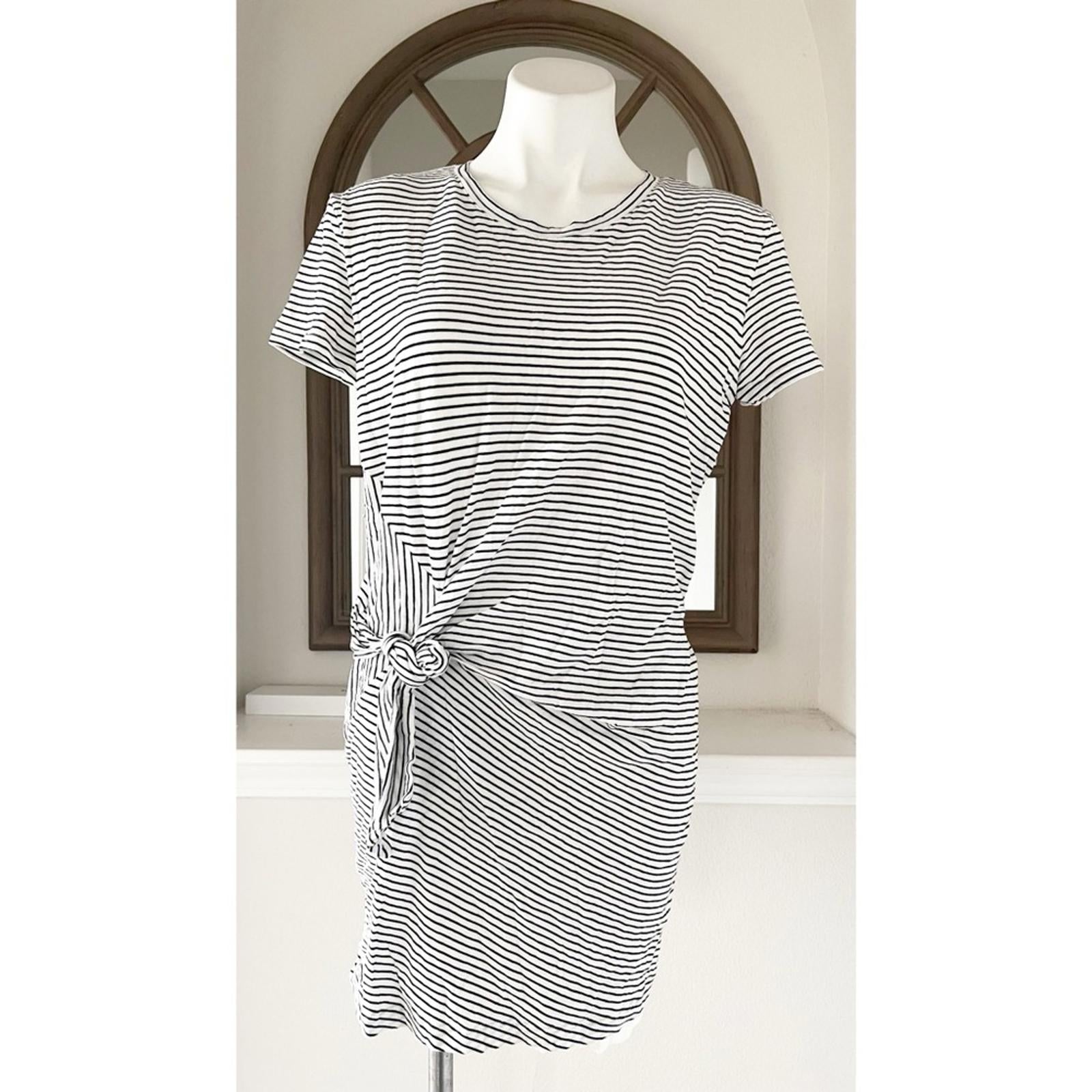 Vince Classic Stripe Side-Tie Dress, White/Black Size S EXCELLENT! Retail $225