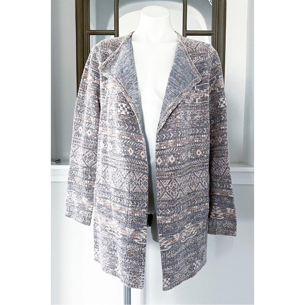 Lucky Brand Aztec Print Tweed Cardigan/Jacket Size L EXCELLENT!