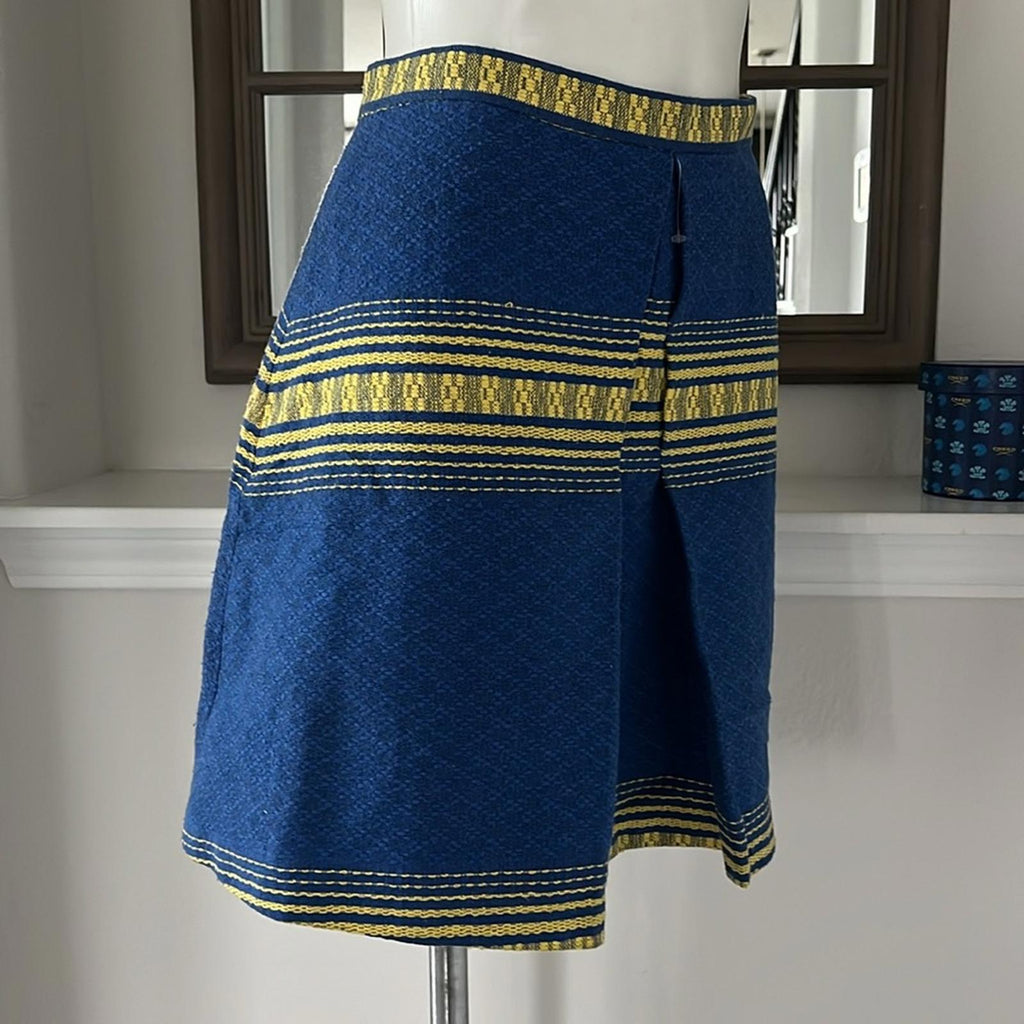 Alice + Olivia Russo Skirt, Blue/ Yellow Size 12 Retail $275