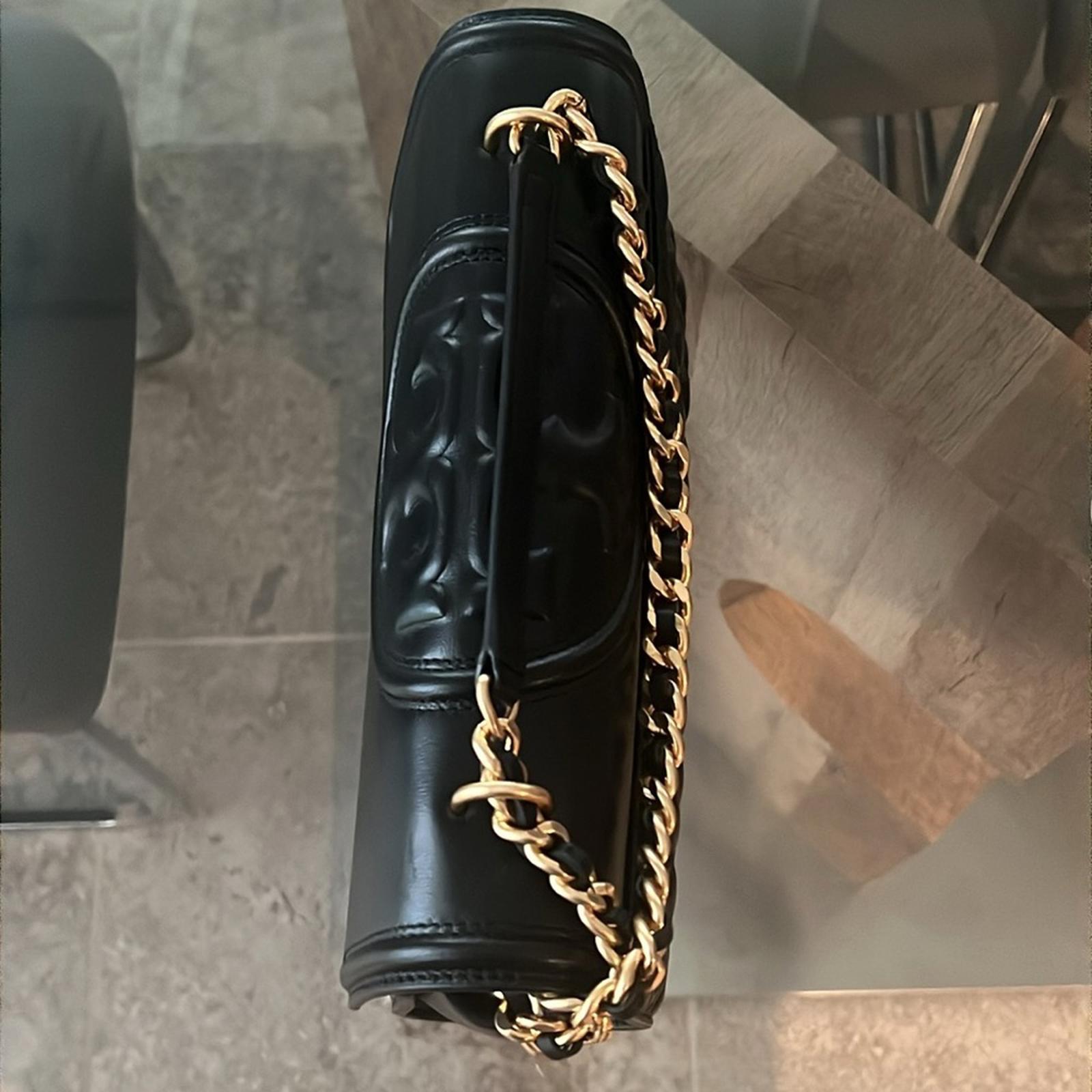Tory Burch Fleming Convertible Shoulder Bag, Black & Gold EXCELLENT!