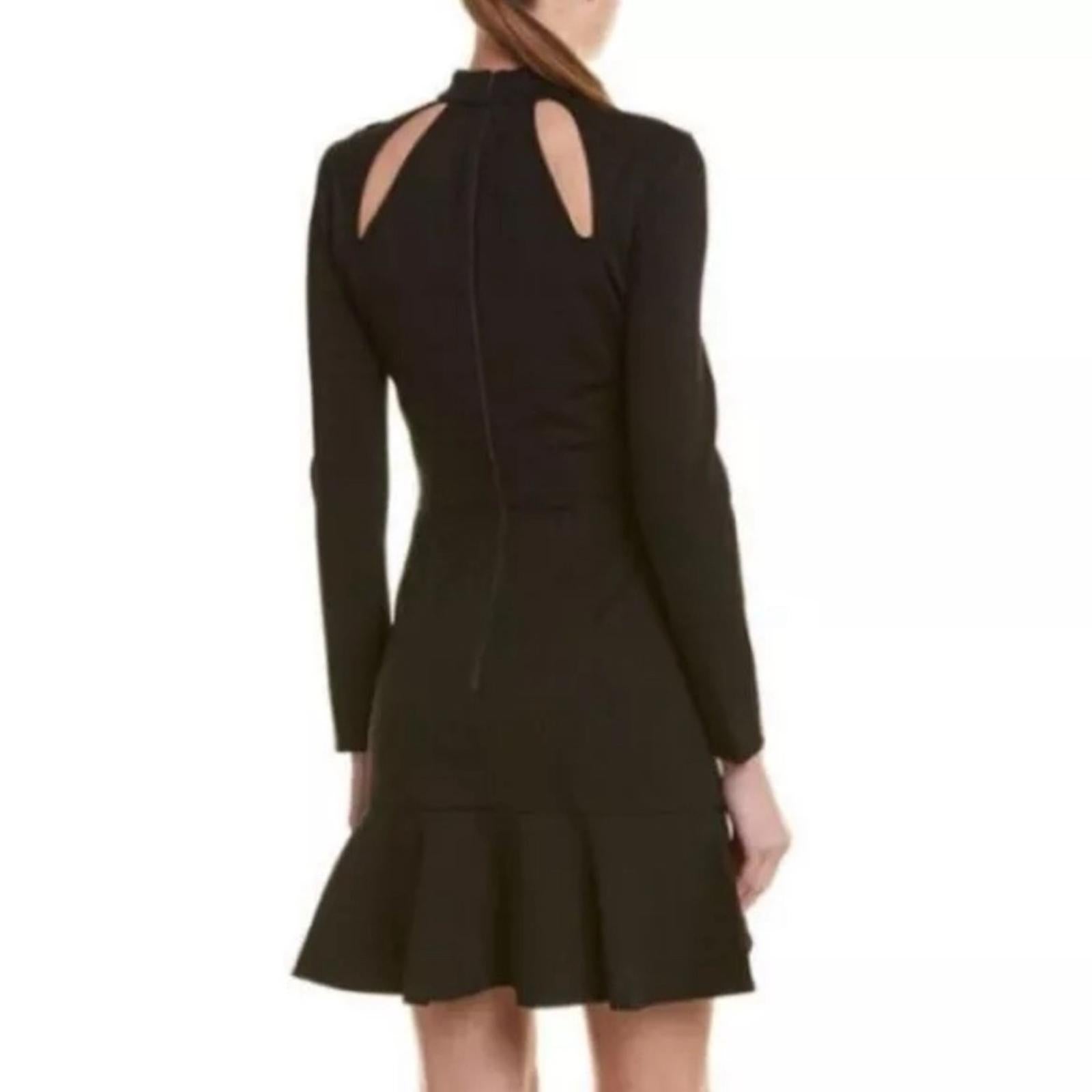 Alice + Olivia Marisela Ruffle Hem Cutout Cocktail Dress Black Size 2 EXCELLENT!