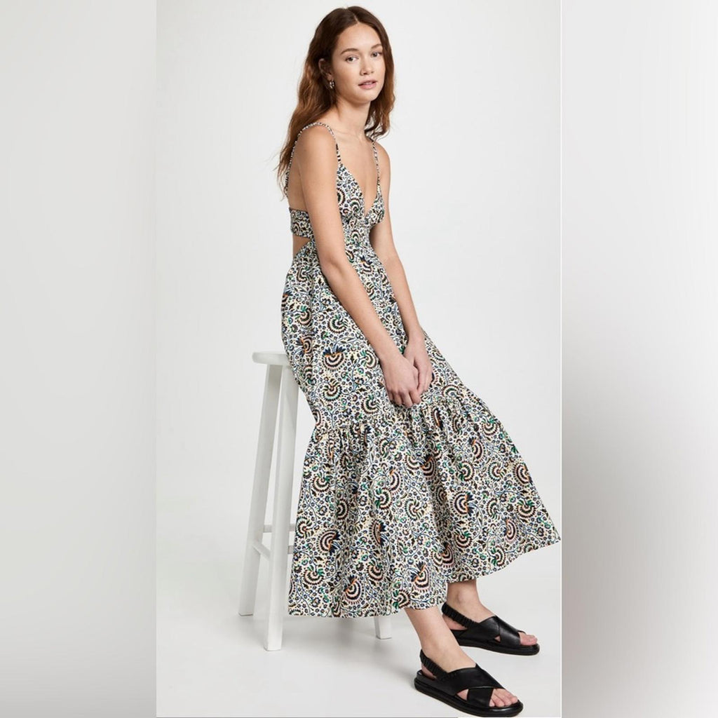 A.L.C. Rhodes Printed Open Back Maxi Dress, NWT, Size 4