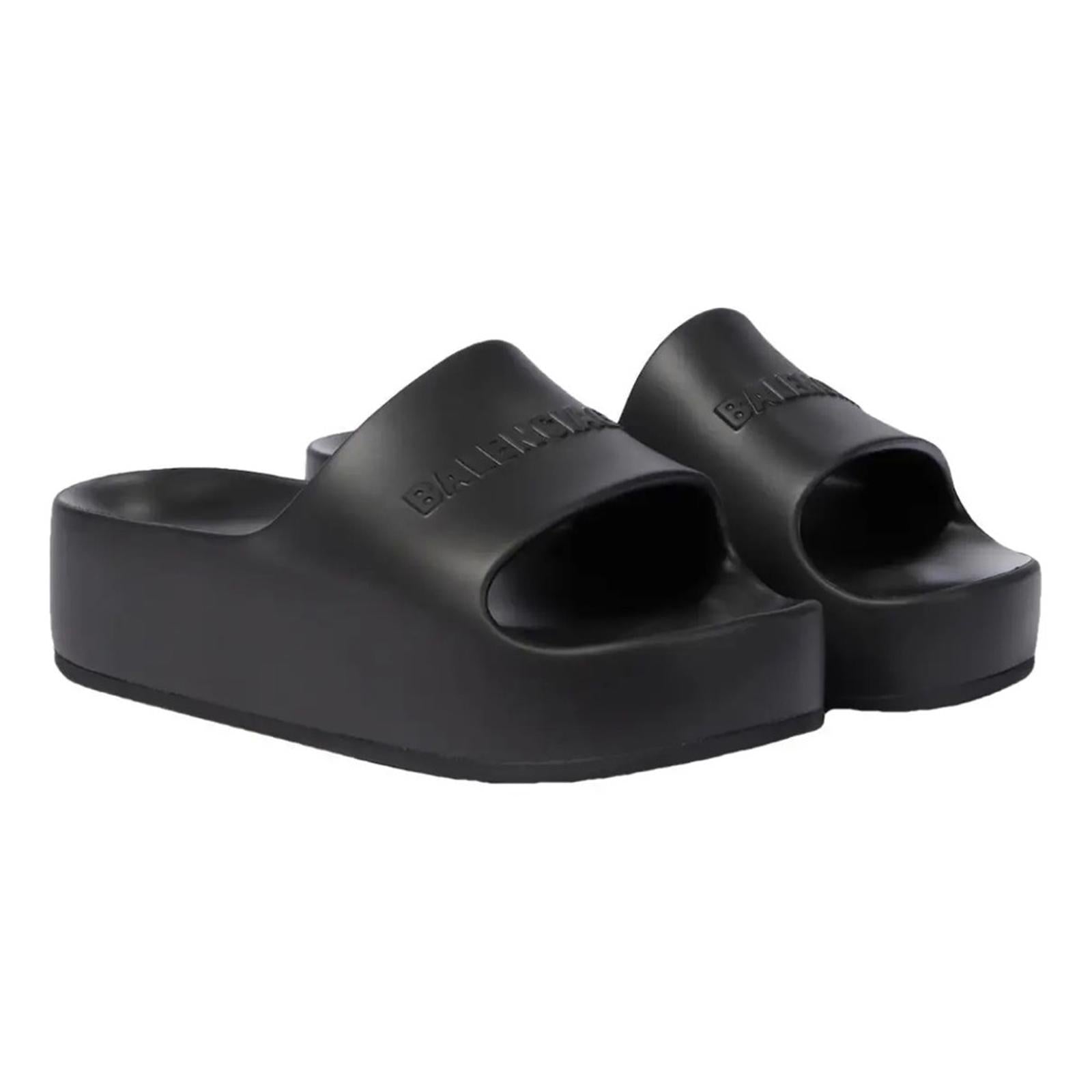Balenciaga Chunky Slide Sandals in Black Rubber, Size 41 +2 Dust Bags EXCELLENT!