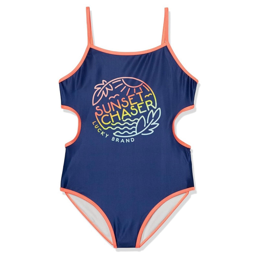 Lucky Brand Girls' One-Piece Swimsuits UPF 50+ Sun Protection Size L(12/14) NWT