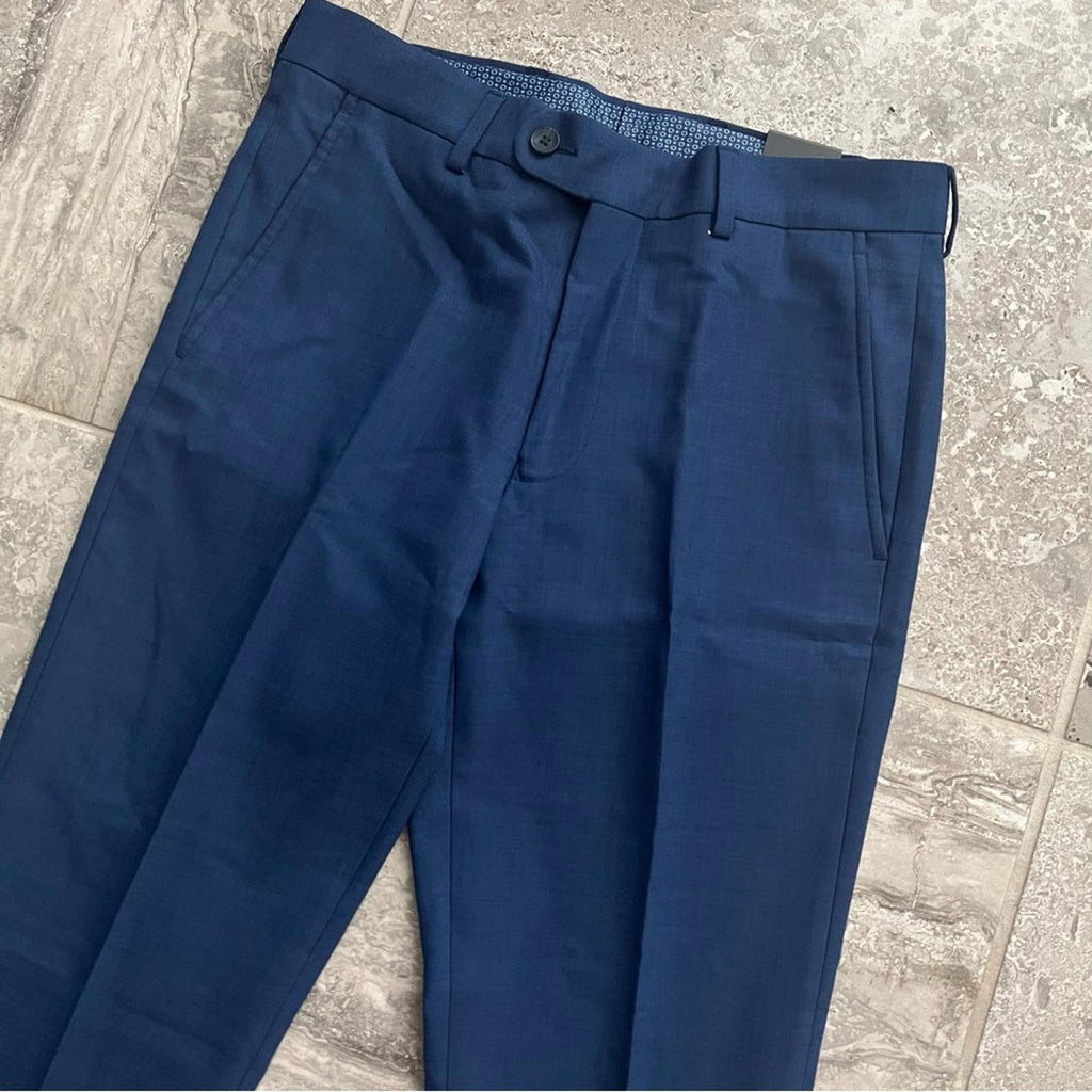 NEW Penguin Blue Birdseye Wool-Blend Dress Pants, Size 36S/30W 30L New w/Tag