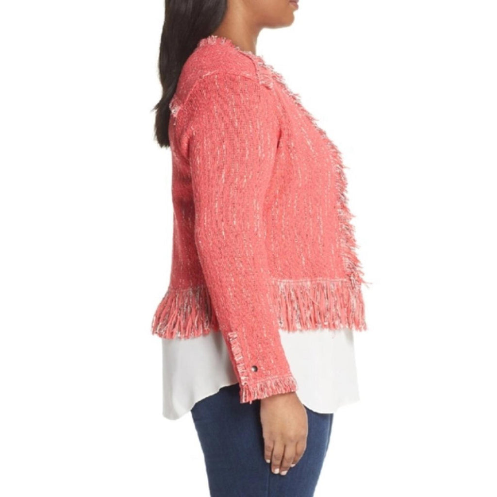 NIC+ZOE Fancy Fringe Jacket in Watermelon, Size XL New w/Tag