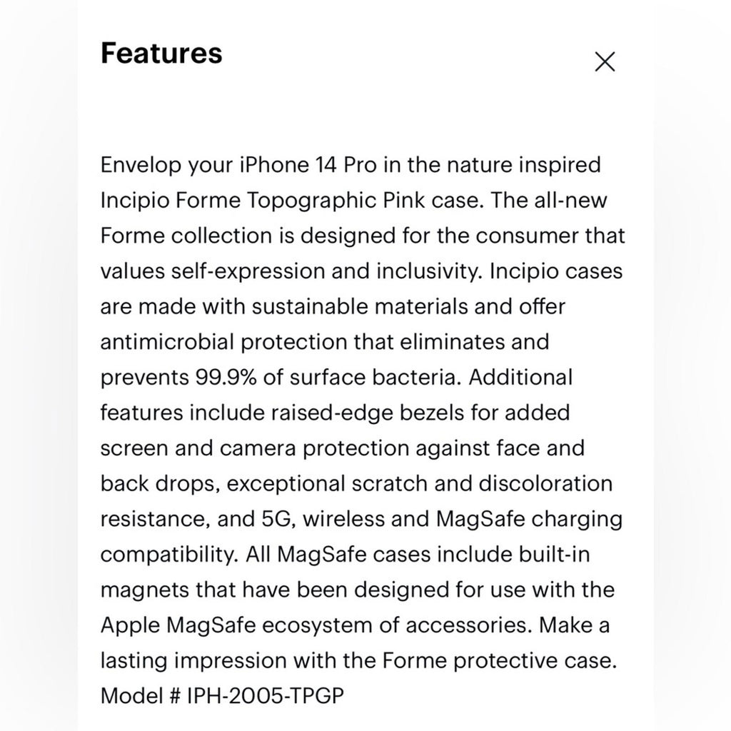 Incipio Forme Protective MagSafe Case for iPhone 14 Pro, Topographic Pink NEW