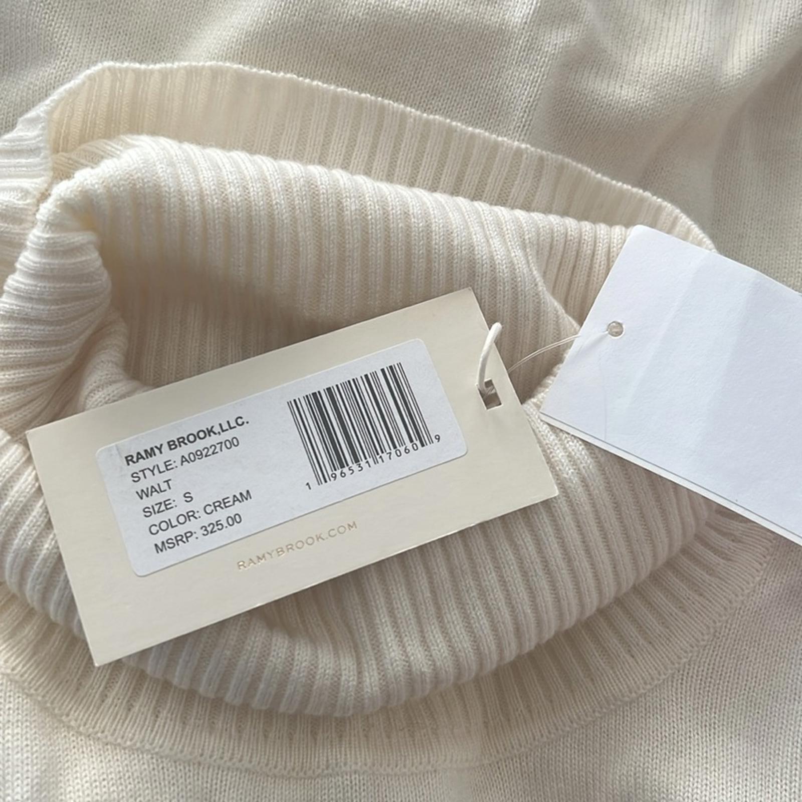 Ramy Brook Walt Turtle Neck Long Lace-up Sleeve Top In Cream, Size S New w/Tag