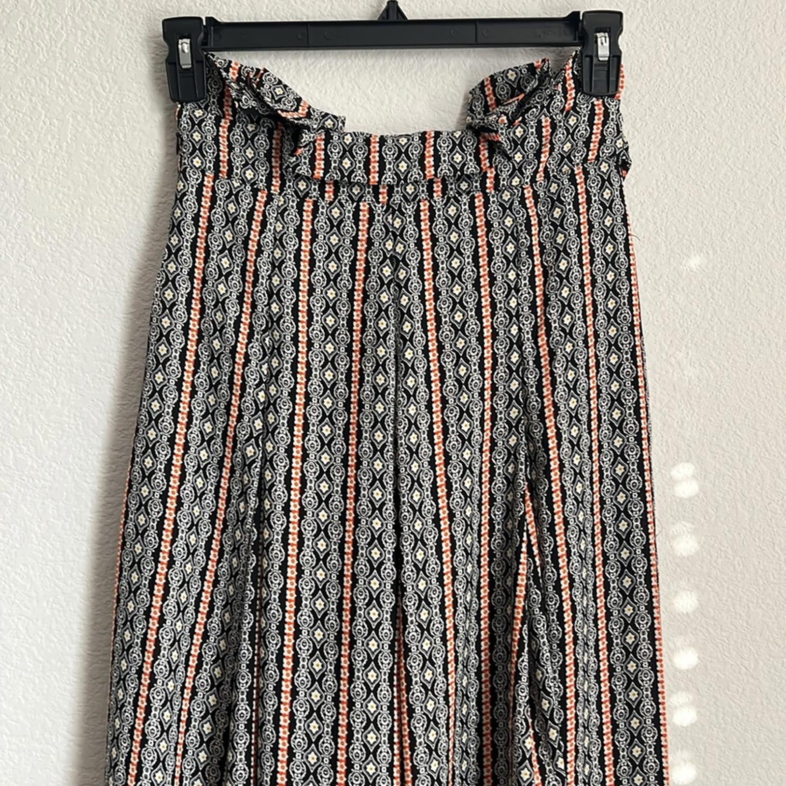 Gracia Black Palazzo Pants in Black/White/Orange, NWT, Size S