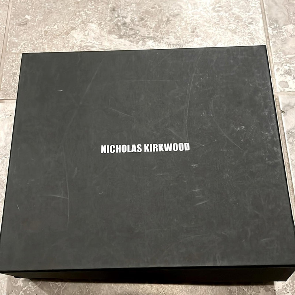 Nicholas Kirkwood Maeva Faux Pearl Stretch Booties in Black, Size 38.5 NEW $895