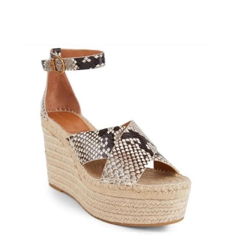 Tory Burch Shelby Snakeskin-Embossed Leather Espadrille Sandals, NWOT, Size 11