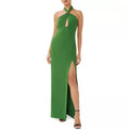 Aidan by Aidan Mattox Halter Cutout Gown in Green/Moss Size 4 NEW w/Tag $245