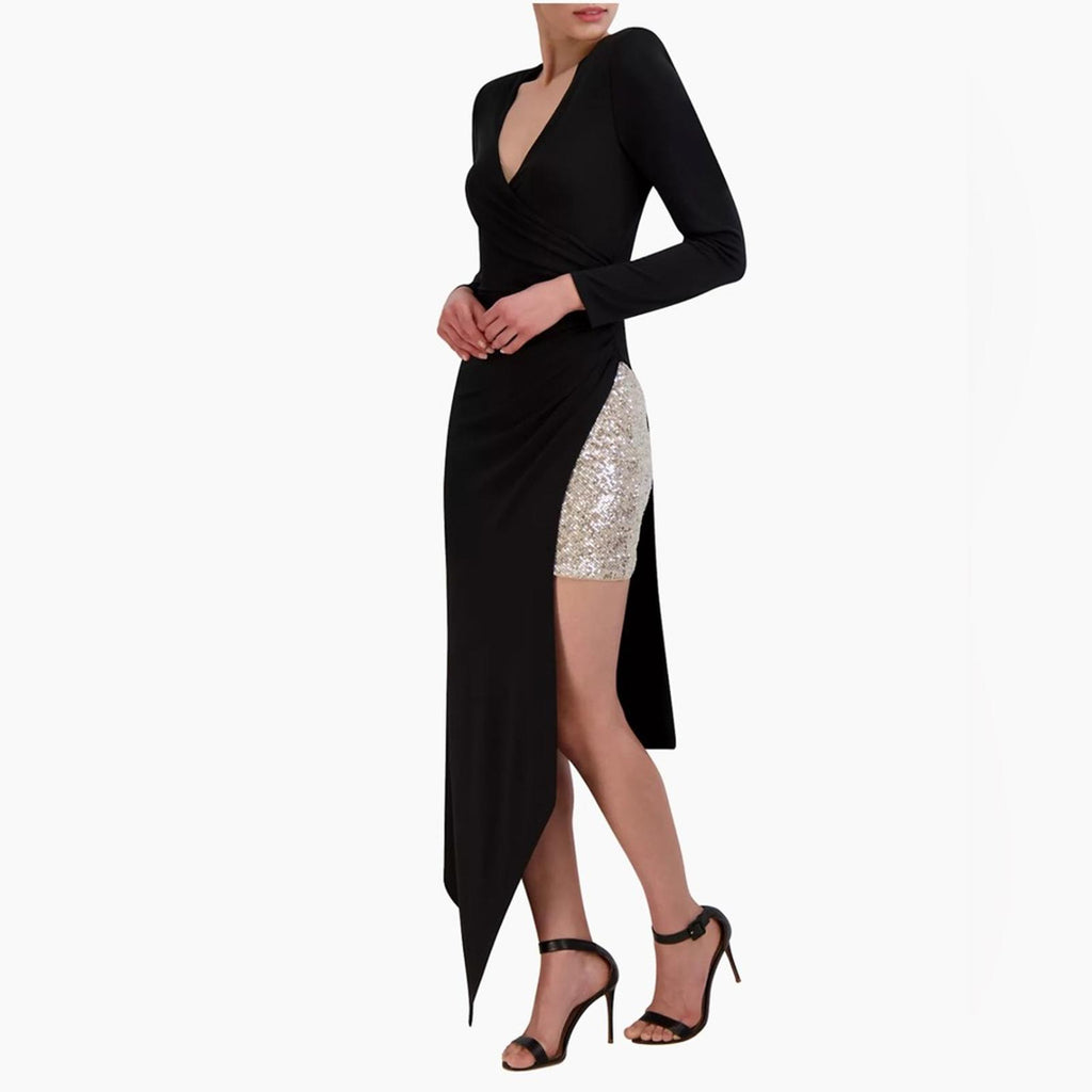 BCBGMaxazria Sequin Asymmetric Midi-Dress, Size 6, New with Tag