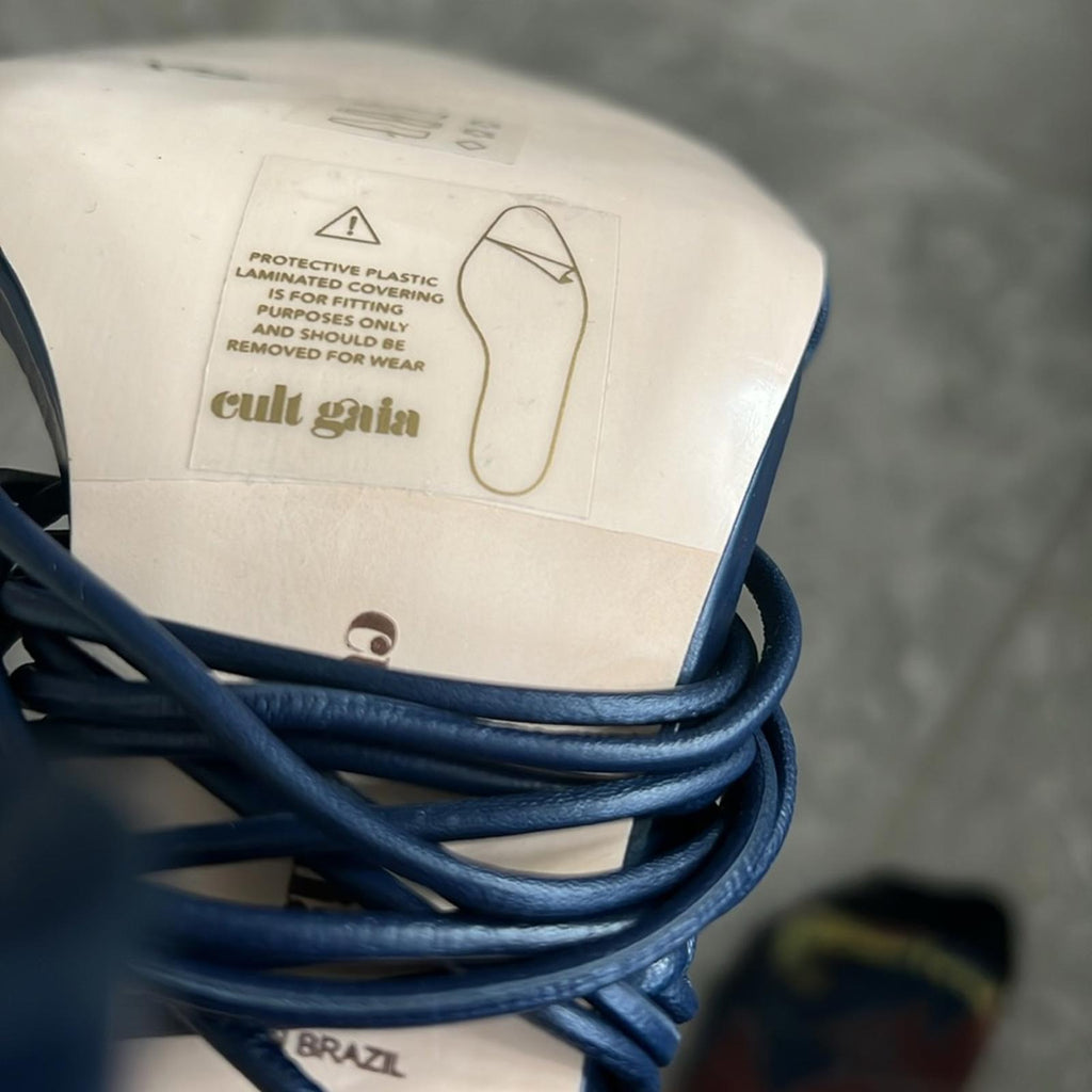NEW Cult Gaia Soleil Lace Up Strappy Heel Sandals, Navy EU Size 42 Retail $388