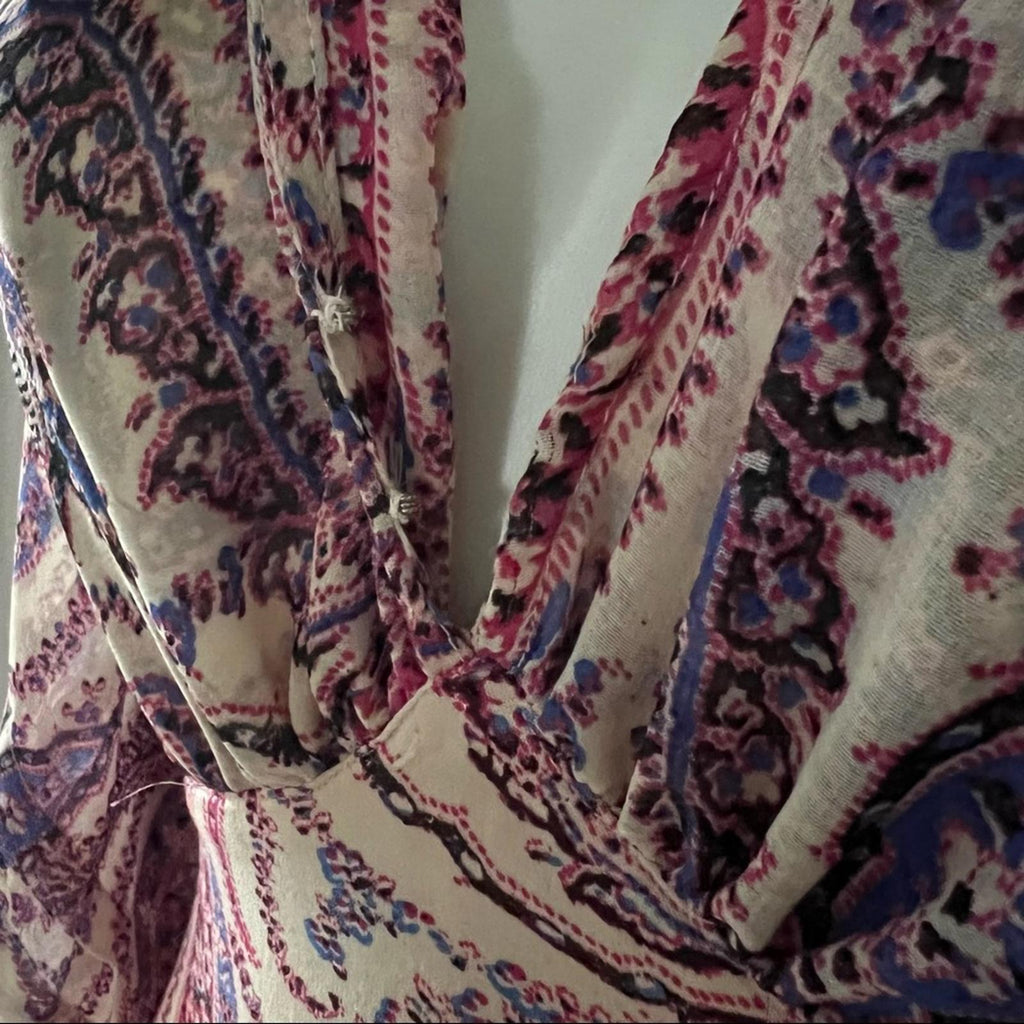 Free People Mirage Boho Printed Blouson Sleeve Maxi Dress, Size 4, New w/Tag