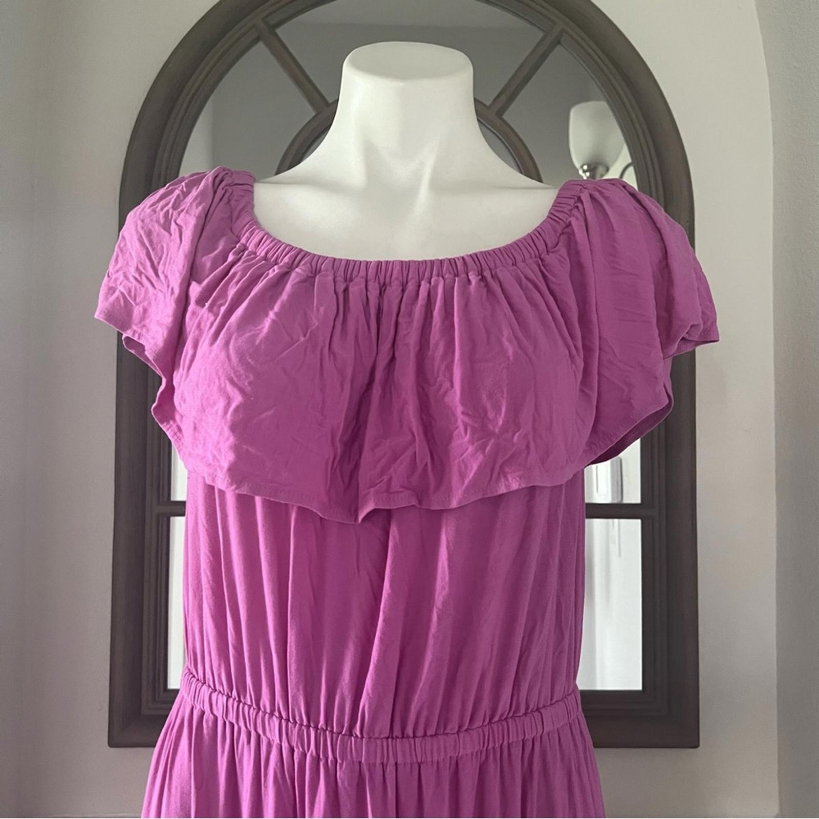 Lane Bryant Ruffle Off-The-Shoulder Maxi Dress in Purple Size 14/16 EXCELLENT!