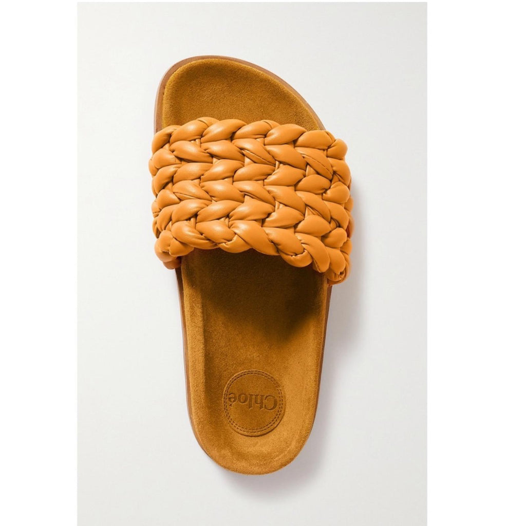 Chloé Kacey Flat Footbed Braided Leather Slides, NWT, Size 41 W Comes w/Dust Bag