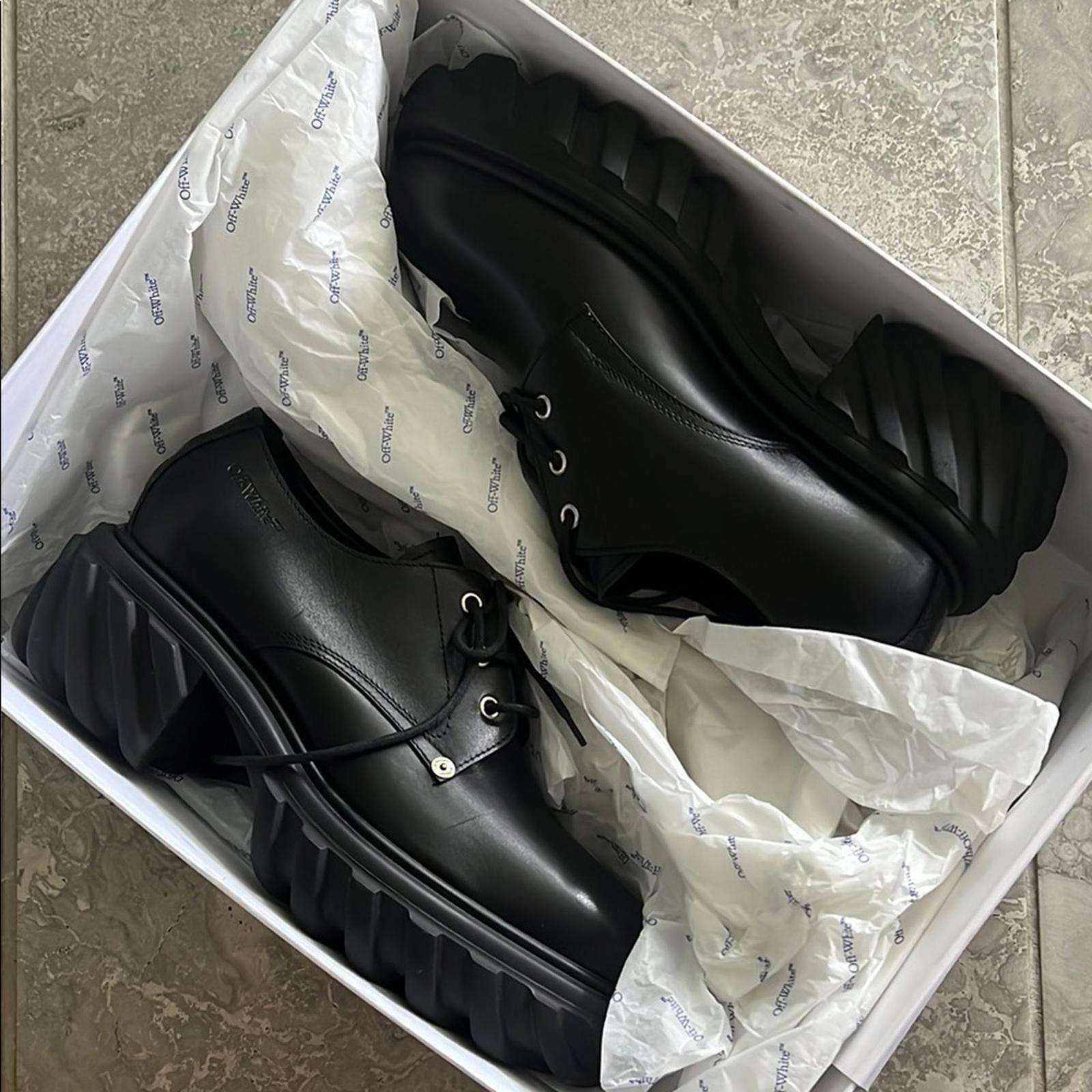 Off-White Men’s Exploration Derby Lug Sole Shoes in Black, NWT, Size 43