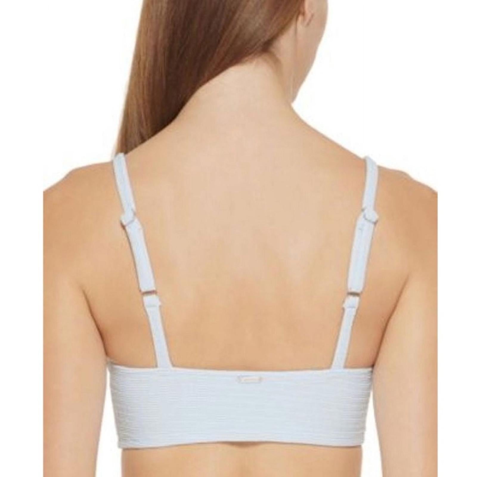 DKNY Ribbed Solid Bikini Swim Top Separates in Light Blue, Size XL NEW w/Tag