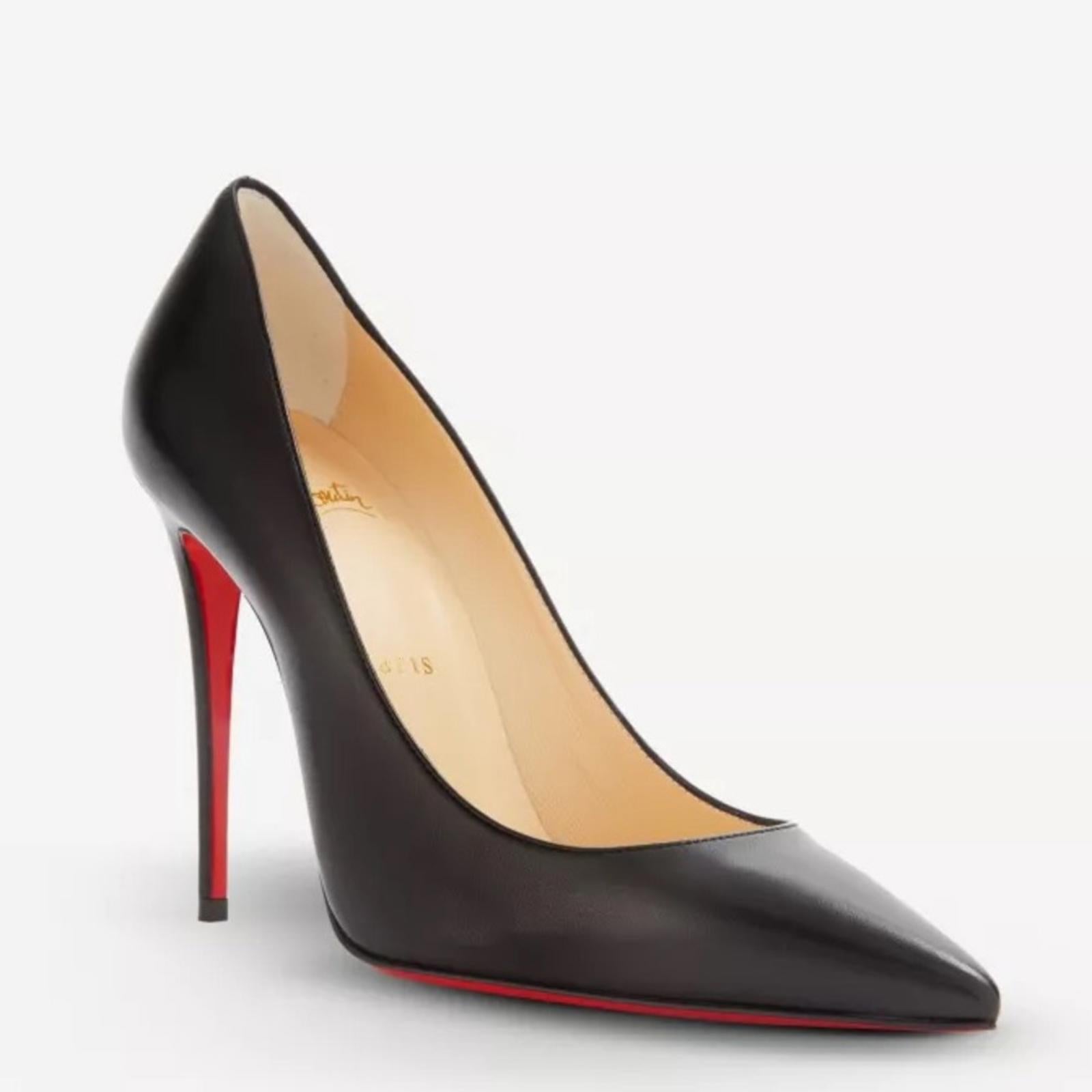 Christian Louboutin Kate 100 Leather Courts in Black, Size 42 NEW + DustBags