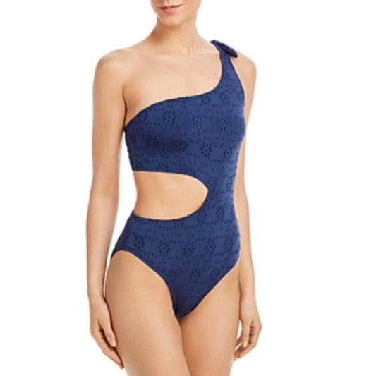 AQUA Swim One Shoulder Side Cutout One Piece Swimsuit in Midnight, Size XL NWT