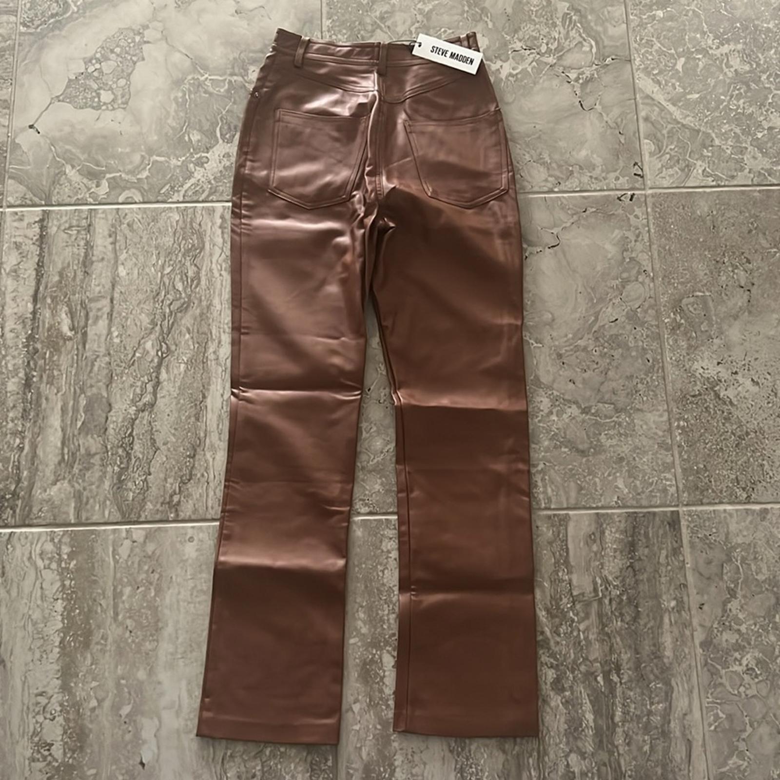 Steve Madden Josie Faux Leather Pants in Cognac/Brown, Size 25 New w/Tag