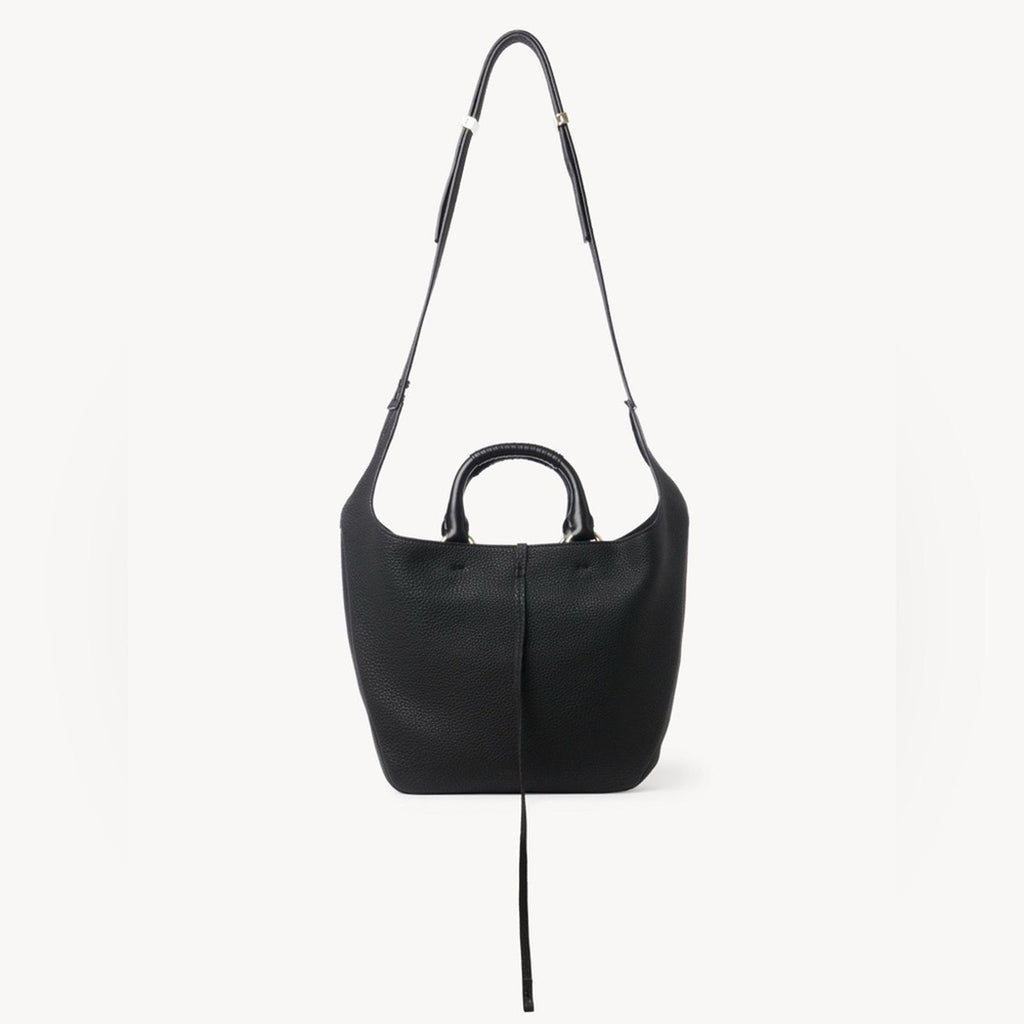 Chloé Deia Medium Hobo Bag in Grained Calfskin Leather – Black – Excellent