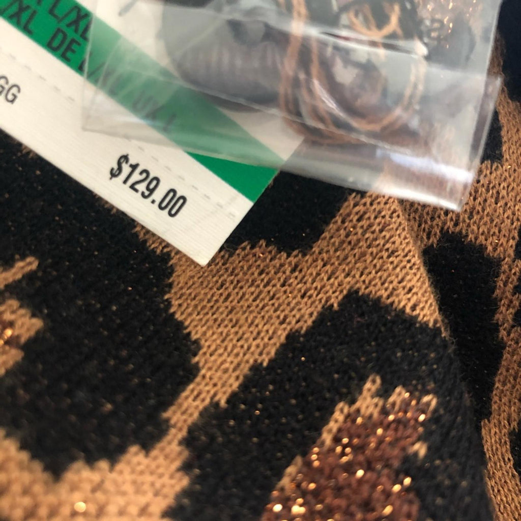 Anne Klein Leopard Print Turtleneck Sweater, Size L/XL New w/Tag