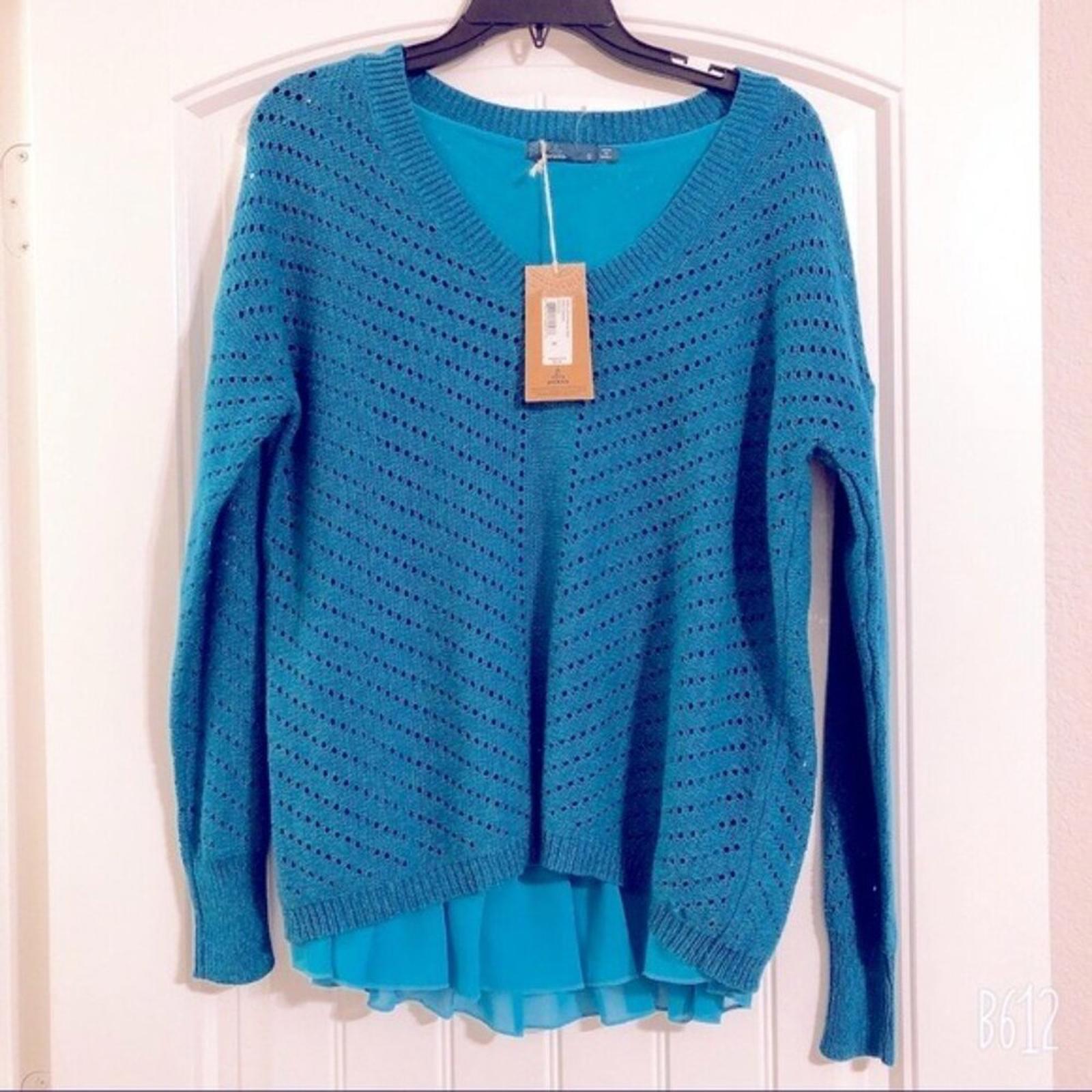 Prana V-Neck Sweater in Mosaic Blue, Size S New with Tag