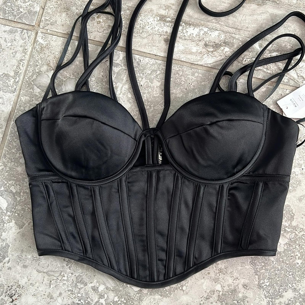 New AQUA x Maeve Reilly Halter Bustier Top, Size XS New w/Tag Retail $78