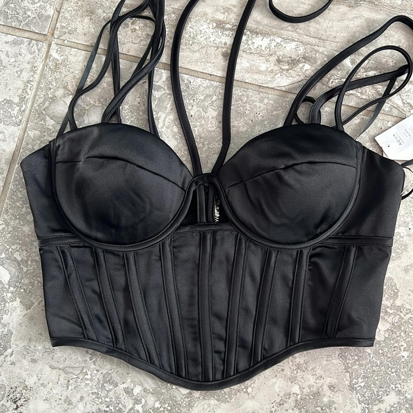 New AQUA x Maeve Reilly Halter Bustier Top, Size XS New w/Tag Retail $78