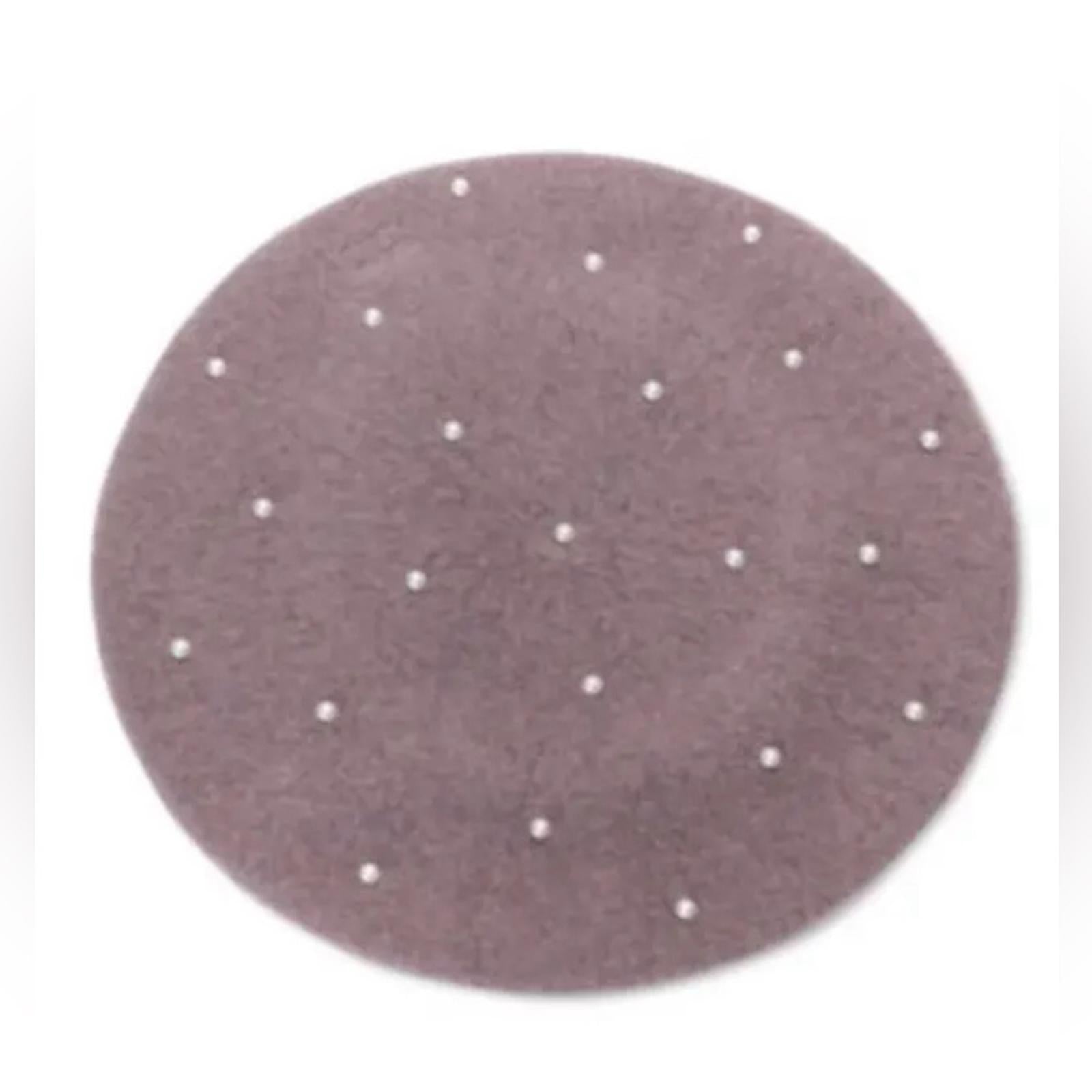 NWT INC Wool Blend Beret Winter Hat w/Imitation Pearl in Mauve, Retail $44.50
