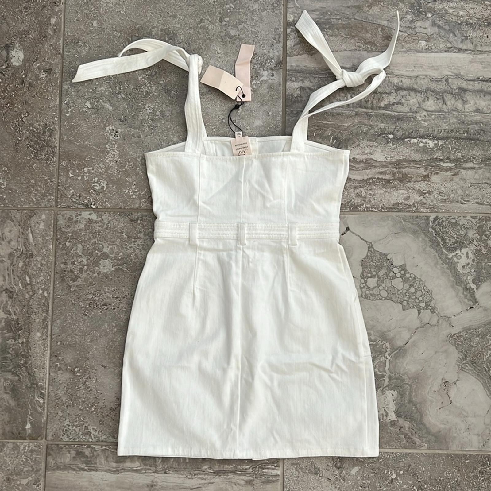 Cinq à Sept Shayla Tie Strap Button Front Dress, White Size 6 New w/Tag $395