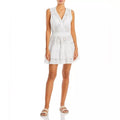 Aqua Eyelet Tiered Swim Cover-Up Dress in Ivory/White Size XL NWT
