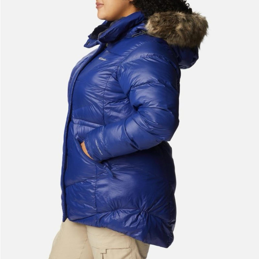 Columbia Peak to Park II Hooded Faux-Fur-Trim Jacket, Blue Size 1X New w/Tag