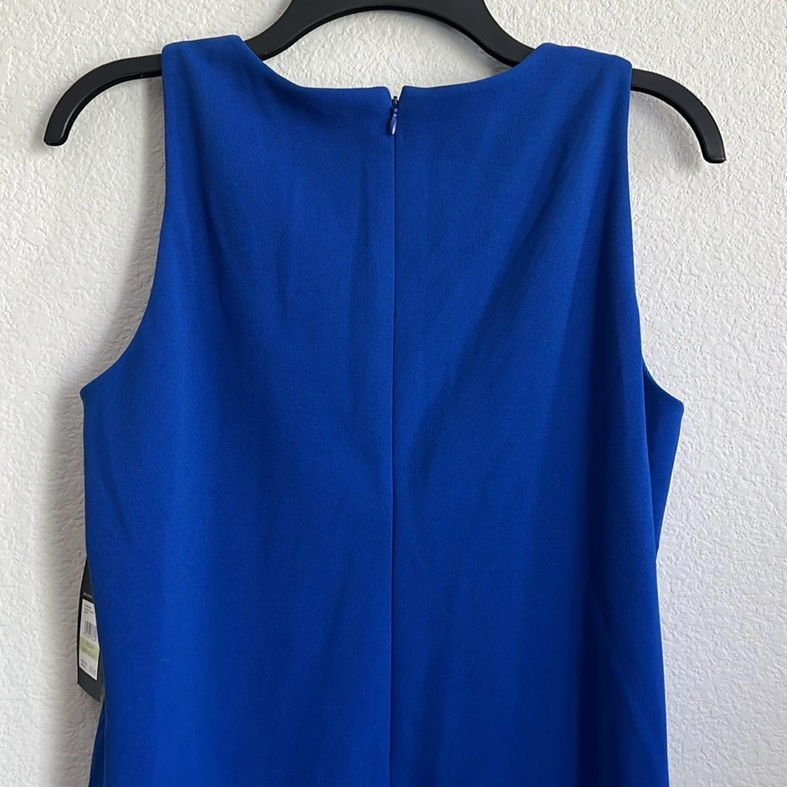 Nine West Cool Crepe Cut Out Neck Trapeze Dress in Blue, NWT, Size 4