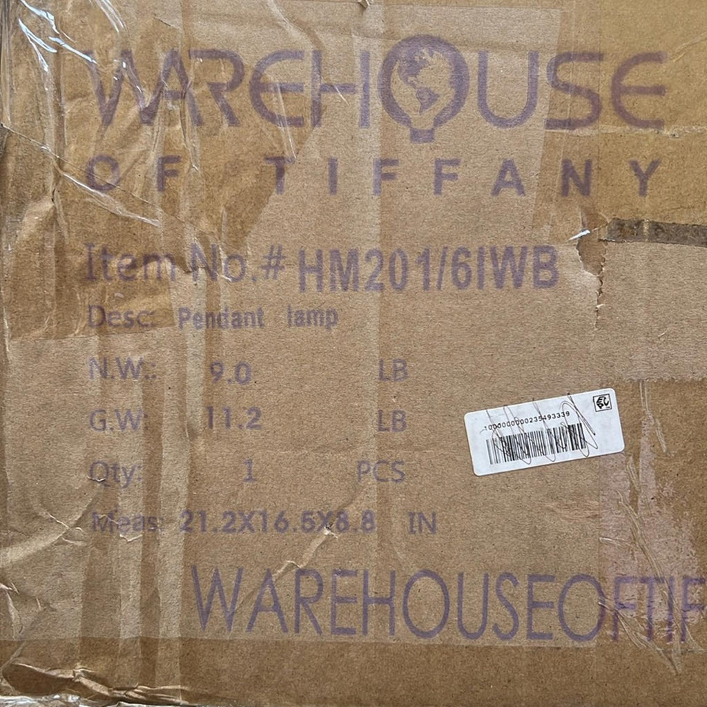 Warehouse of Tiffany 6-Light Kraven Imitation Wood Grain Abstract Chandelier NEW