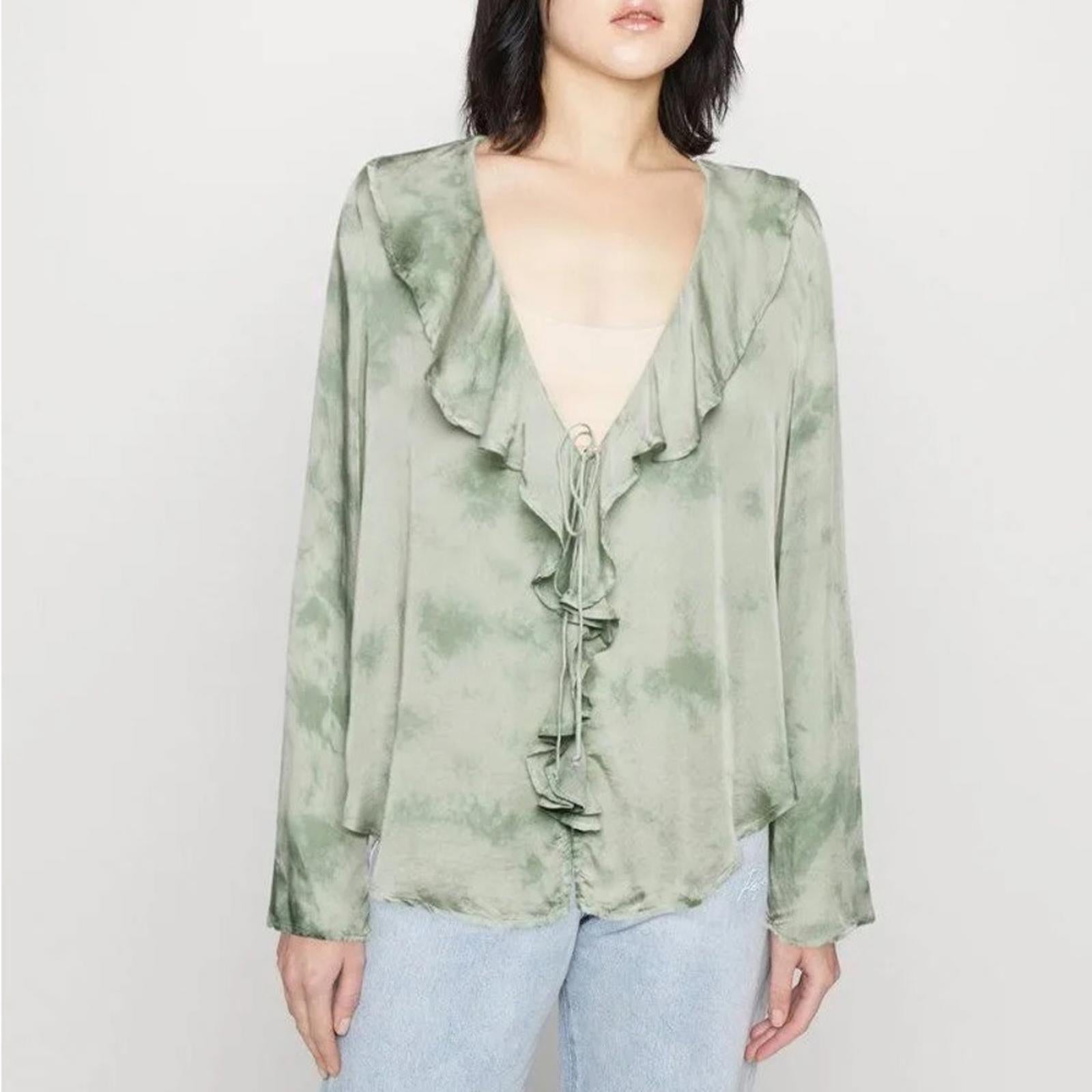 New Free People Women’s Lyocell Tie Front Blouse, Size M New w/Tag Retail $128
