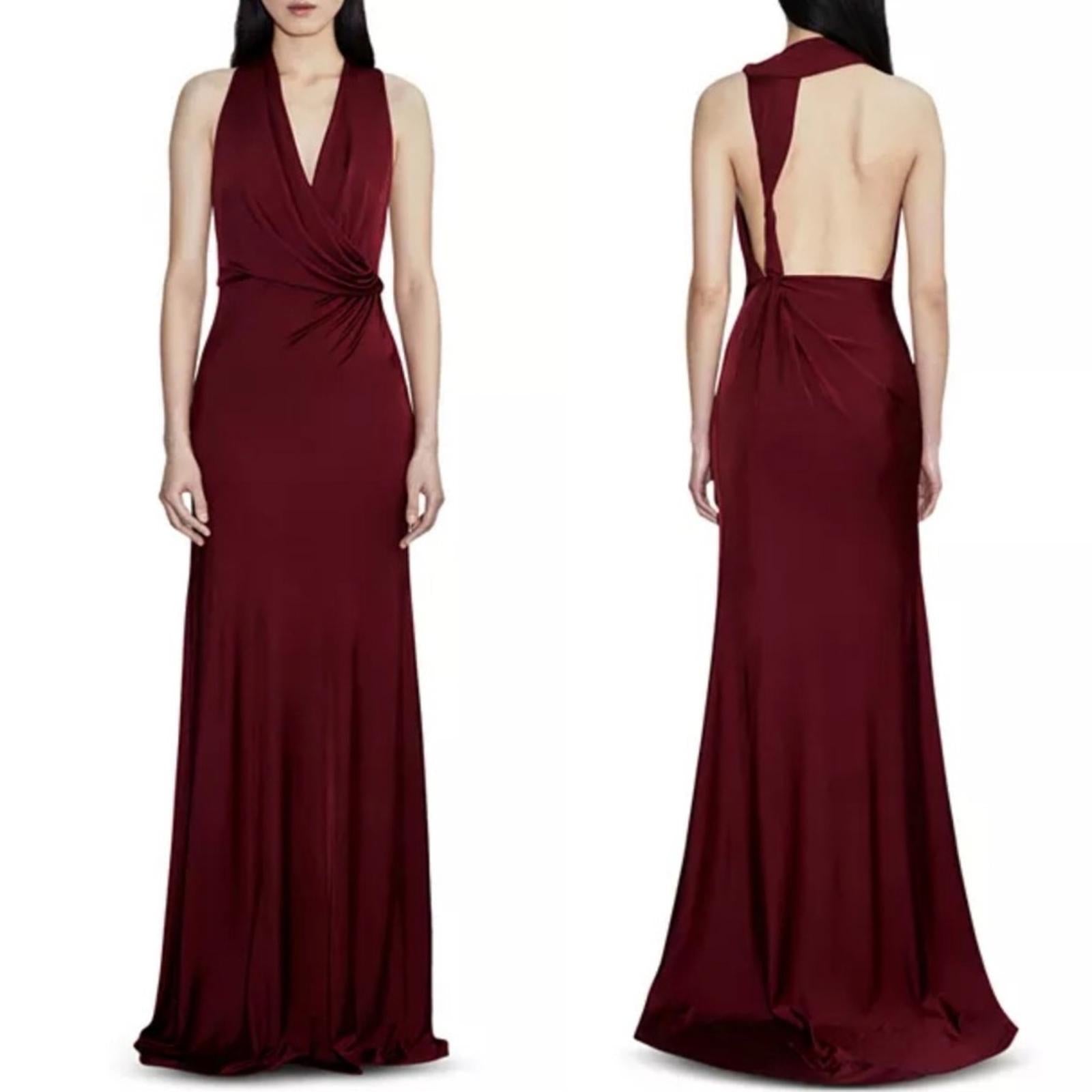 Et Ochs Valentina Open Back Gown Halter Evening Dress, Crimson, Size 8 NWT $1695