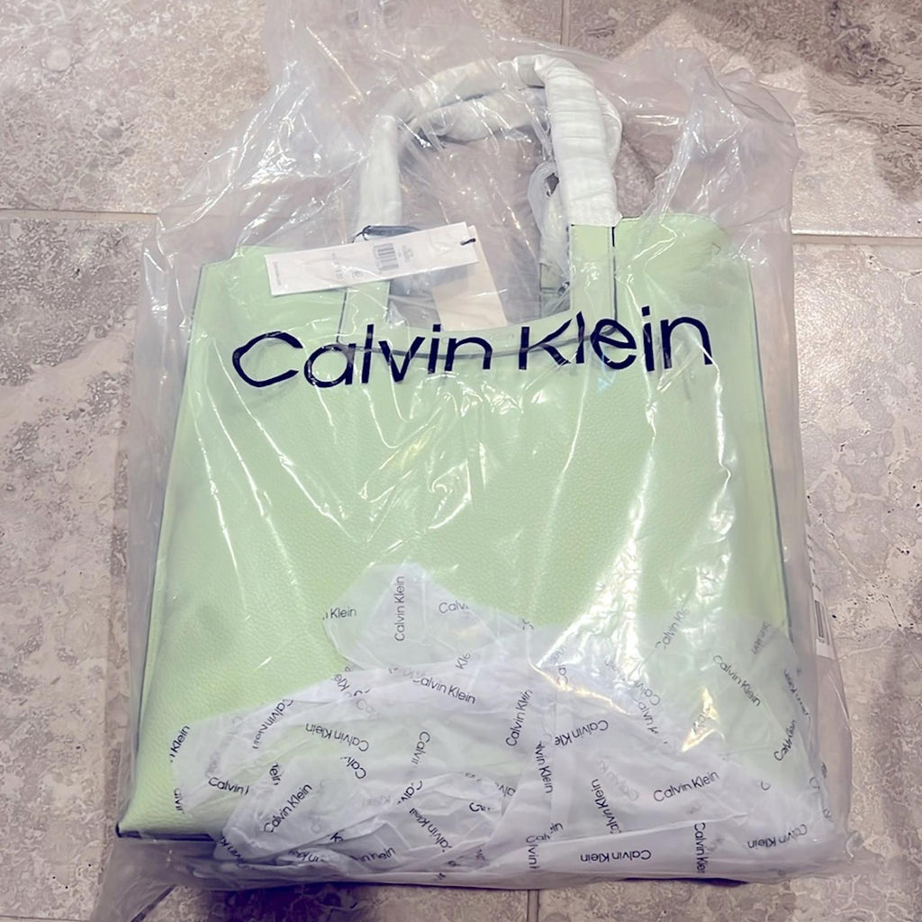 NEW Calvin Klein Bette XL Tote Crossbody Set Green, Vegan Shoulder Bag Duo $178