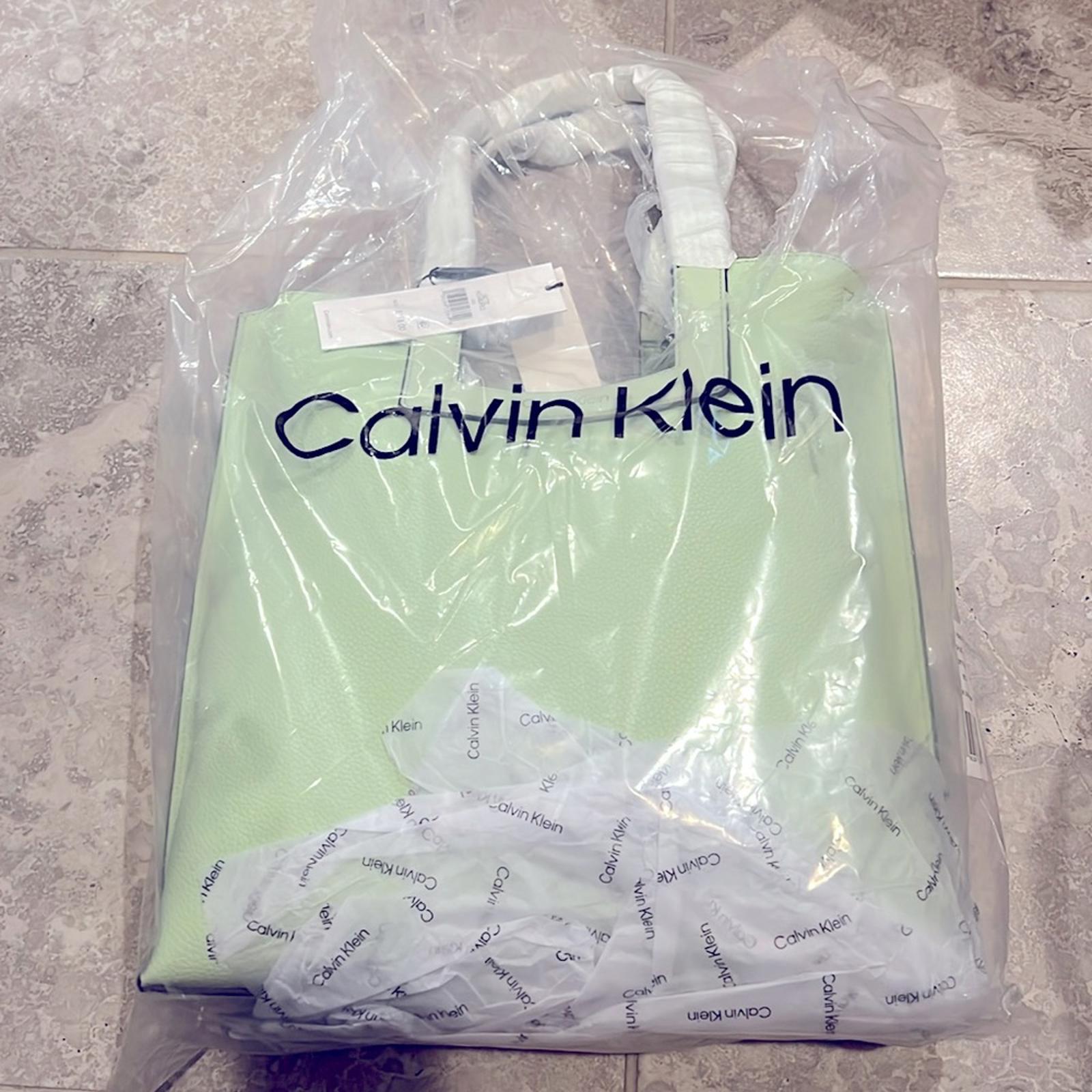 NEW Calvin Klein Bette XL Tote Crossbody Set Green, Vegan Shoulder Bag Duo $178